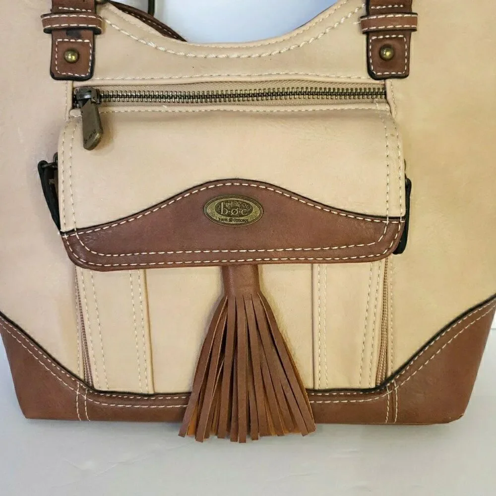 B.O.C. Born Concept Purse Handbag Tan Brown Shoulder Bag Pockets Western Country - Picture 2 of 8